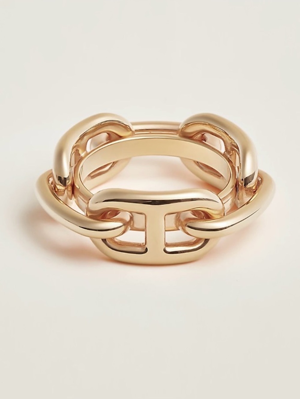 Hermès Gold Chain Motif Scarf Ring on Iconic Orange Box